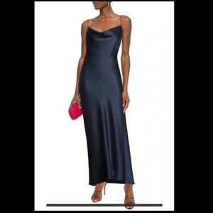 NWT Alice + Olivia Harmony Cowl Neck Satin Slip MIDI Dress